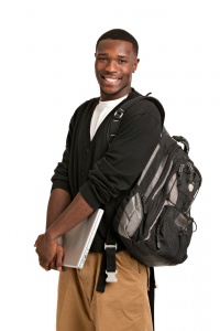 Male athlete going to school.